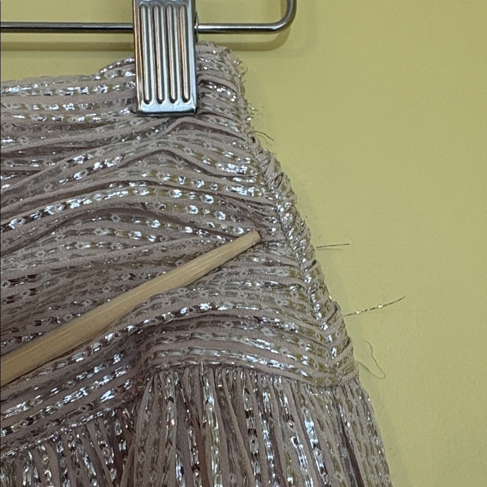 Ramy Brook | Luxe Jessie Pink Shimmer Metallic Split Front Ruffle Maxi Skirt 2 - Picture 13 of 17